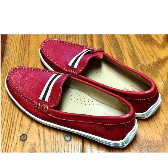Women's 5 Red Pebbled Leather MARC JOSEPH NEW YORK Loafers - Picture 6 of 10